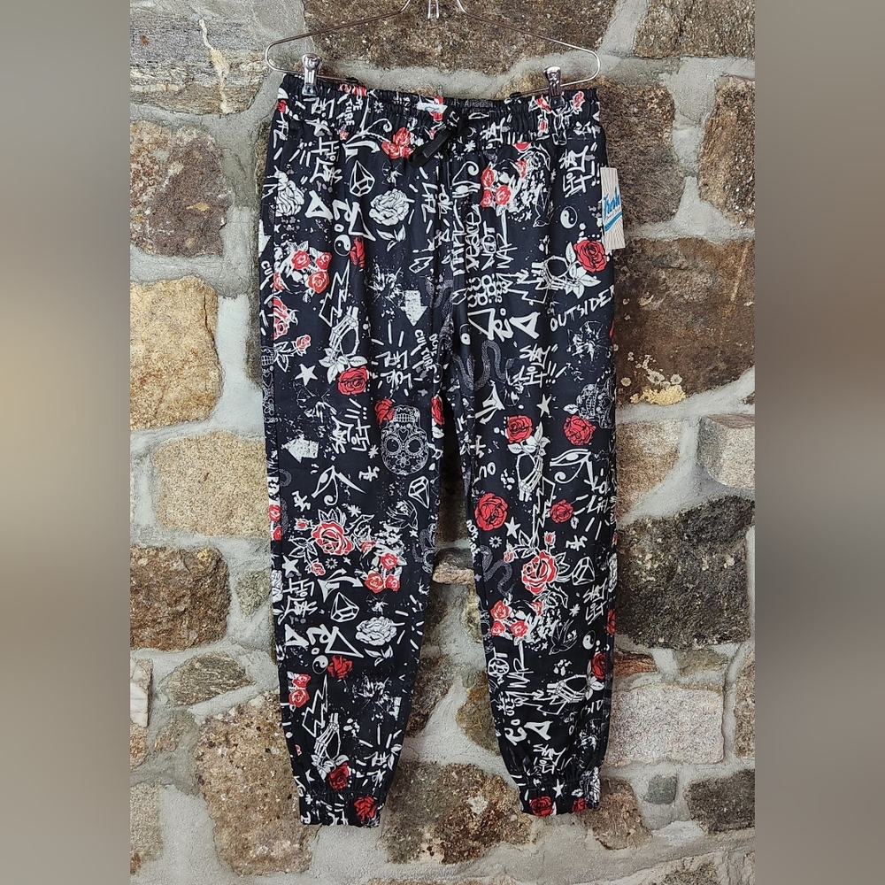 Fresh Prince of Bel Air Joggers Black Red Mens Large Streetwear Urban  Roses